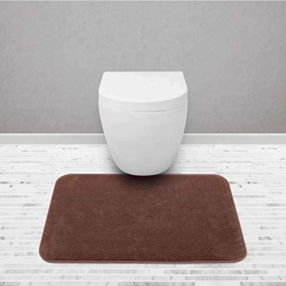 Absorbent Memory Foam Bath Mat, Non Slip Cozy Microfiber (17”x24”) Brown